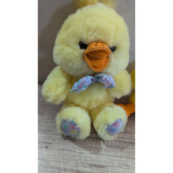 Vintage Cuddle wit duck 11" with 6" small duck set of 2 yellow orange - Picture 2 of 11